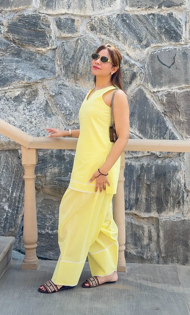 BUTTER YELLOW FARSHI SET