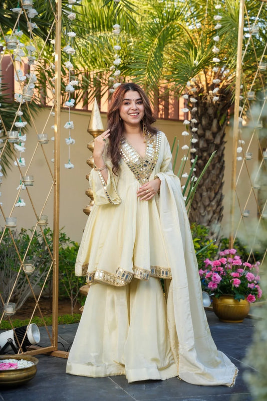 Ivory Sheeshmahal Sharara Set