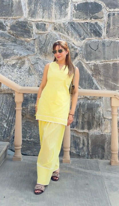 BUTTER YELLOW FARSHI SET