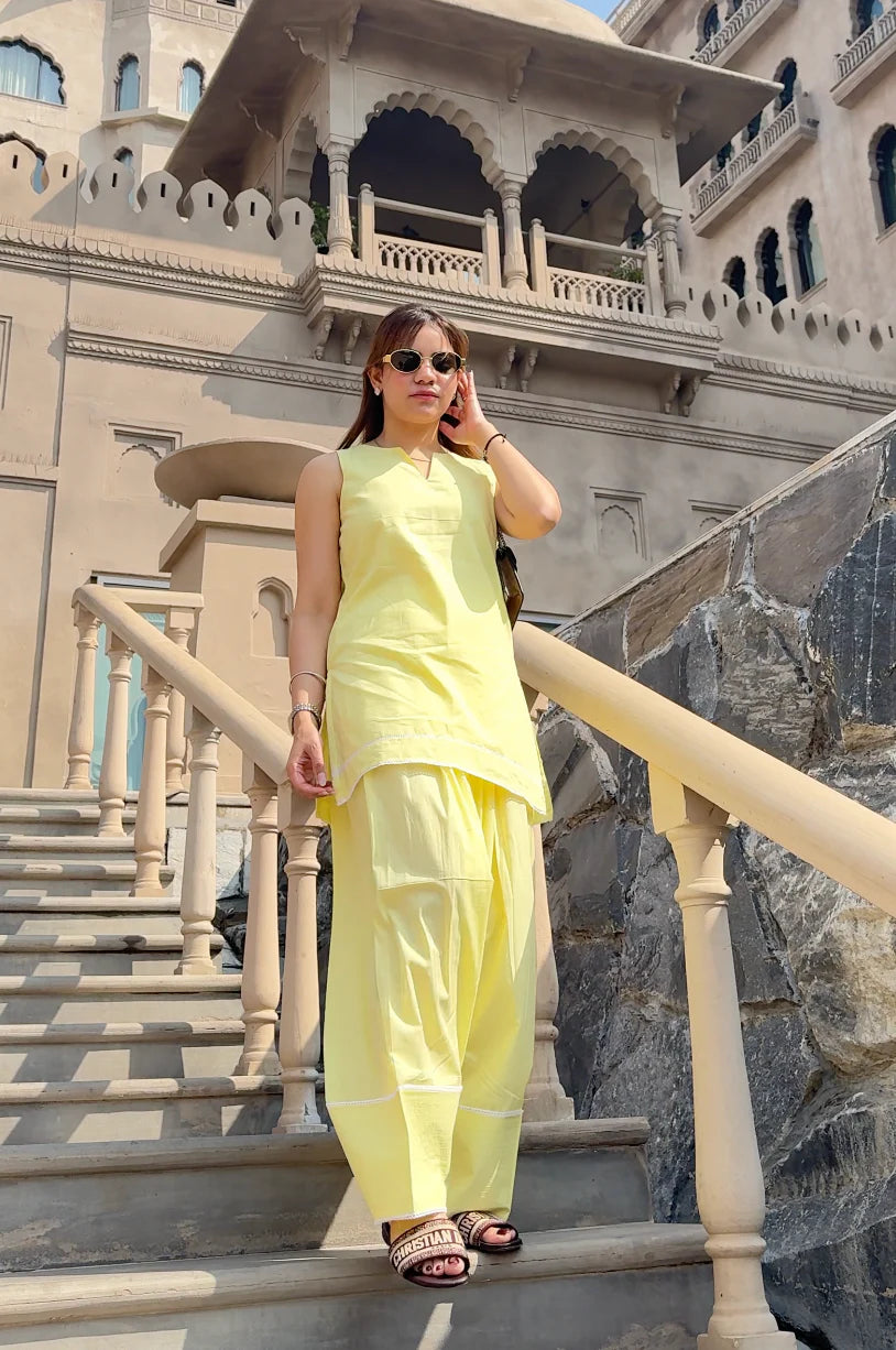 BUTTER YELLOW FARSHI SET