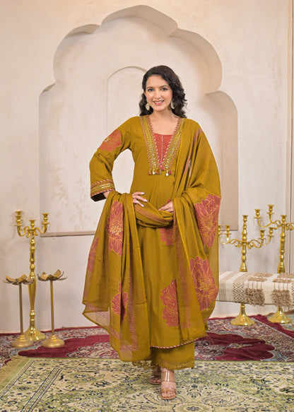 Designer cotton embroidery work suit set